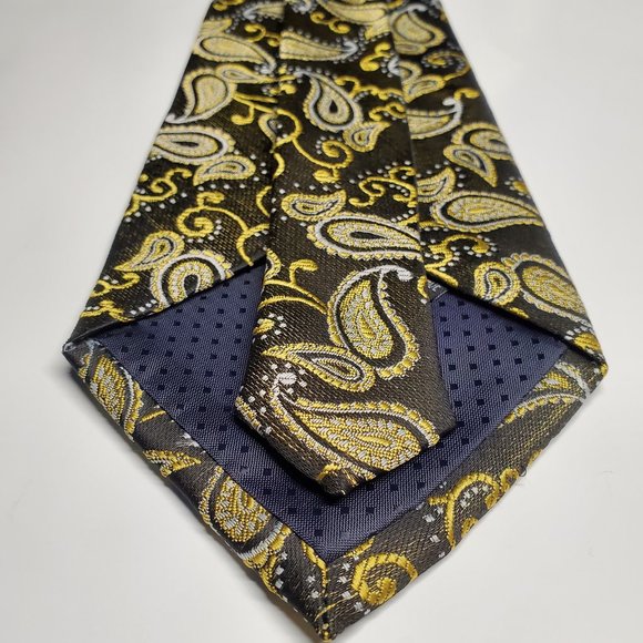 Kai Long Black & Gold Tie - Made by hand Silk 100% - Picture 6 of 7
